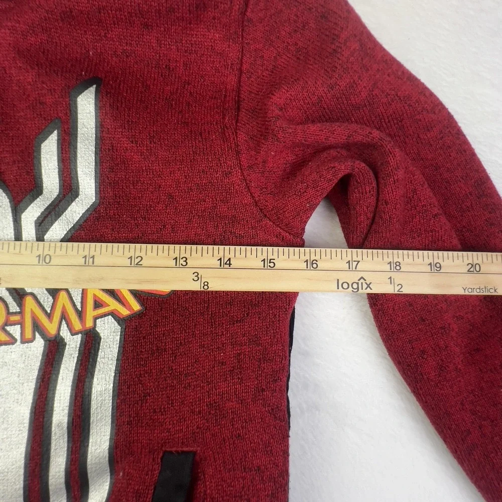 Marvel Spider-Man Homecoming Jacket Kids 7/8 Red Graphic Hooded Fleece‎ Zip
